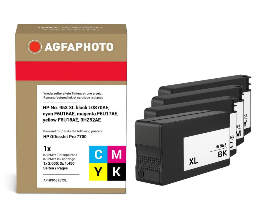 EAN 4250164853837 - AgfaPhoto APHP953SETXL cartucho de tinta 4 pieza(s) Compatible Alto rendimiento (XL) Negro, Cian, Magenta imagen 1