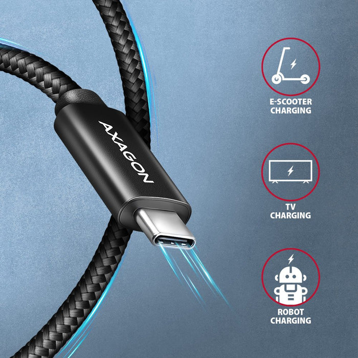 EAN 8595247907431 - Axagon BUCM2-CM30AB Ladekabel USB-C zu USB-C 2.0, 3 m, PD 240 W 5 A, ALU - Schwarz - 3 Meter langes USB-C imagen 6