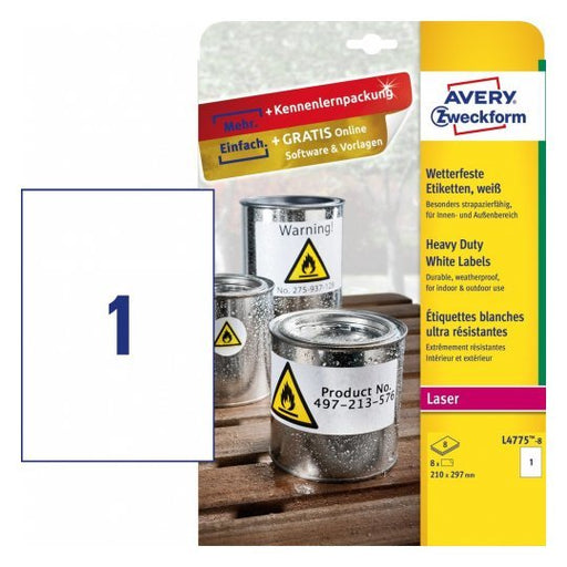 EAN 4004182076033 - Avery L4775-8 etiqueta de impresora Blanco Etiqueta para impresora autoadhesiva imagen 1