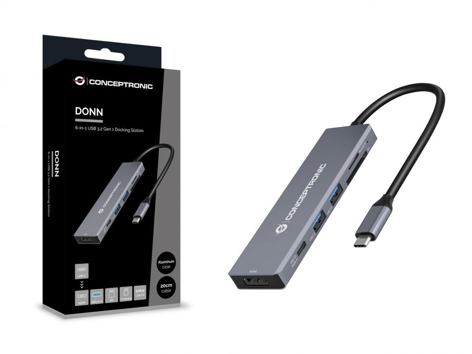 EAN 4015867234075 - Conceptronic DONN23G base para portátil y replicador de puertos Alámbrico USB 3.2 Gen 1 (3.1 Gen 1) Type- imagen 4