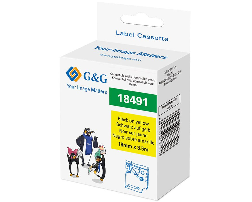 EAN 6942383177518 - G&G 21698 cinta para impresora de etiquetas Negro sobre amarillo imagen 3