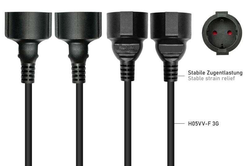 EAN 4066857002860 - Kabelmeister SK0103-S002 cable de transmisión Negro 0,2 m Enchufe tipo E+F 3 x conector C13 imagen 4