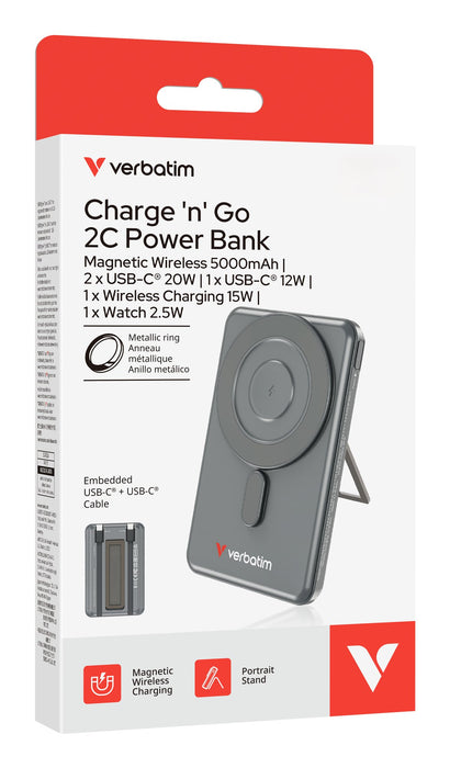 EAN 0023942322511 - Verbatim 32251 batería externa 5000 mAh Cargador inalámbrico Gris imagen 4