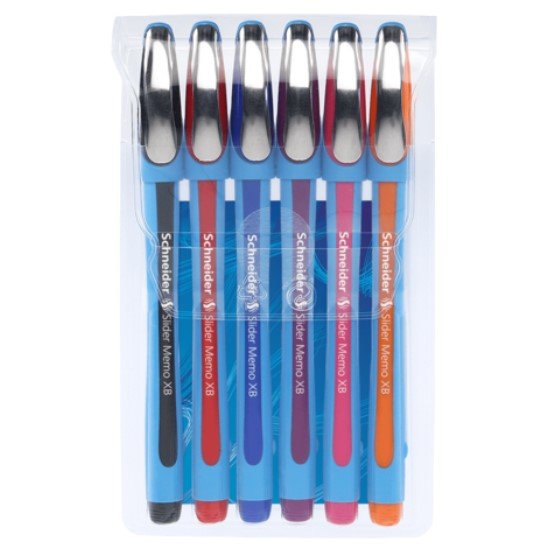 EAN 4004675069566 - Schneider Schreibgeräte Slider Memo Negro, Azul, Naranja, Rosa, Rojo, Violeta Bolígrafo Extra-grueso 6 pi imagen 1