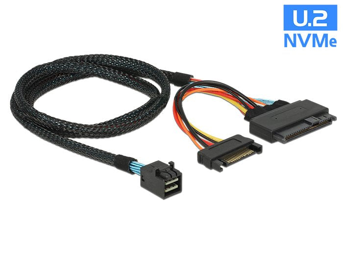 EAN 4043619848218 - DeLOCK 0.75m, SFF-8643/U.2 SFF-8639+SATA 0,75 m Negro imagen 1