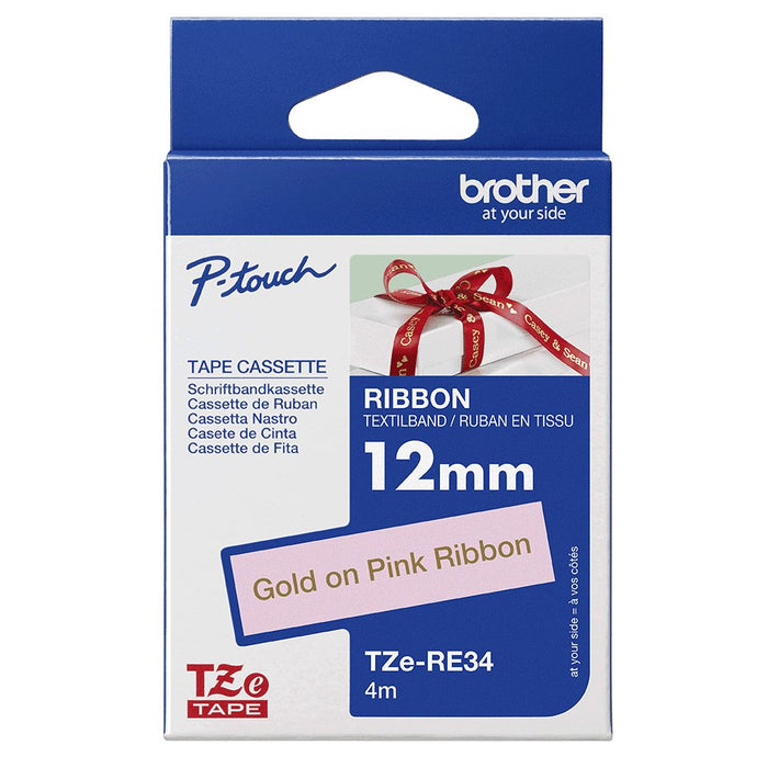 EAN 4977766770347 - Brother TZE-RE34 cinta para impresora de etiquetas Oro sobre rosa imagen 3