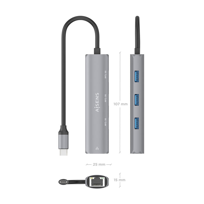 EAN 8435739904008 - AISENS ASUC-4P038-GR base para portátil y replicador de puertos Alámbrico USB 3.2 Gen 1 (3.1 Gen 1) Type- imagen 4