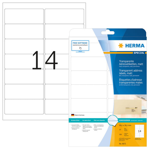 EAN 4008705086714 - HERMA 8671 etiqueta para dirección Transparente imagen 1