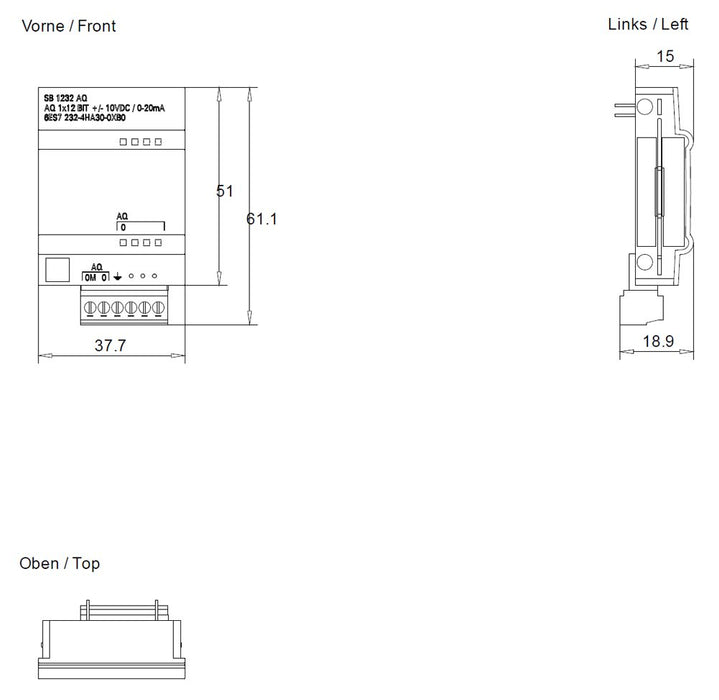 EAN 6940408100435 - Siemens 6ES7232-4HA30-0XB0 módulo digital y analógico i / o Analógica imagen 3