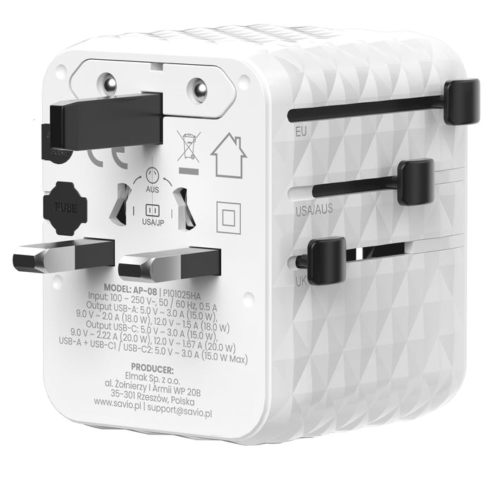 EAN 5905106070993 - Savio AP-08 adaptador e inversor de corriente 20 W Blanco imagen 2