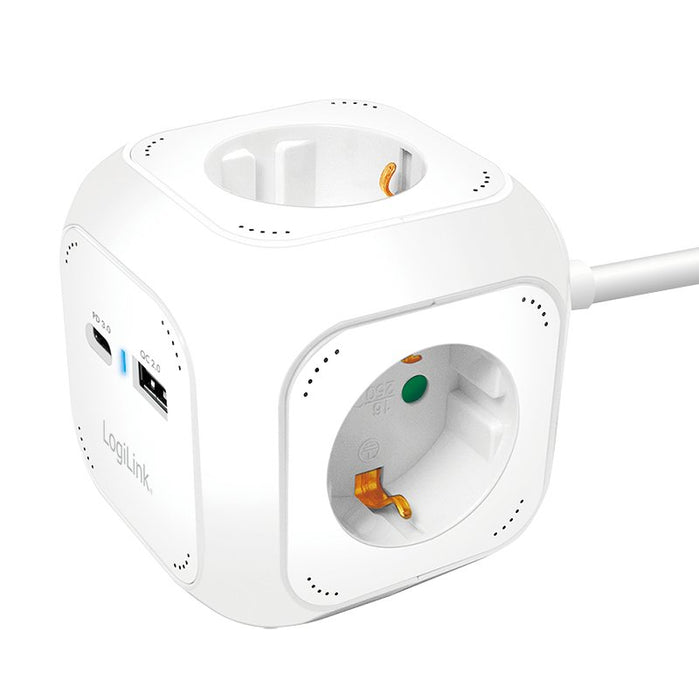 EAN 4052792073874 - LogiLink LPS283U base múltiple 1,4 m 4 salidas AC Interior Blanco imagen 1