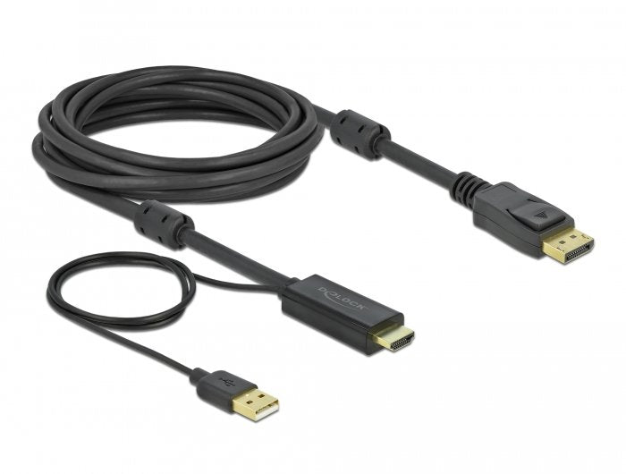 EAN 4043619859665 - DeLOCK 85966 adaptador de cable de vídeo HDMI tipo A (Estándar) DisplayPort + USB Type-A Negro imagen 1