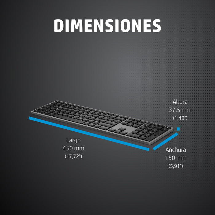 EAN 0195908664529 - HP 975 Dual-Mode Wireless Keyboard teclado Universal RF Wireless + Bluetooth QWERTY Inglés Negro imagen 19