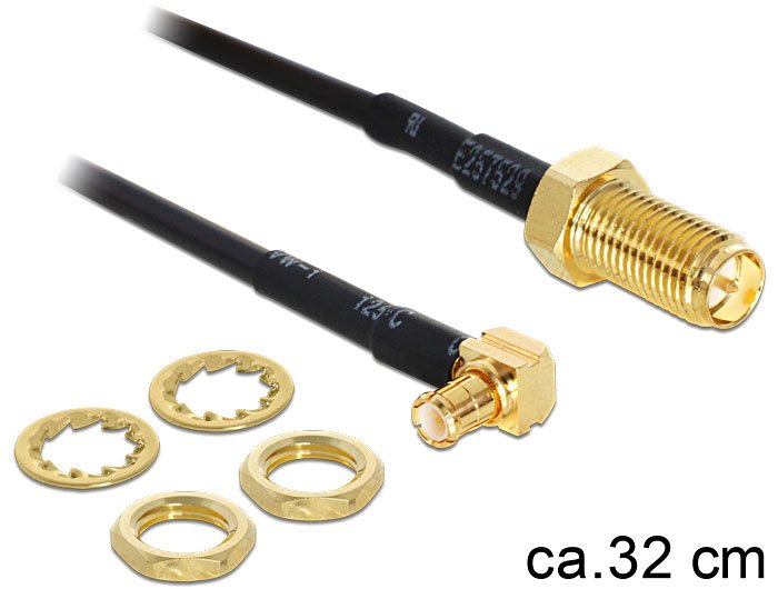 EAN 4043619884728 - DeLOCK 88472 cable coaxial 0,32 m MMCX RP-SMA Oro, Negro imagen 1