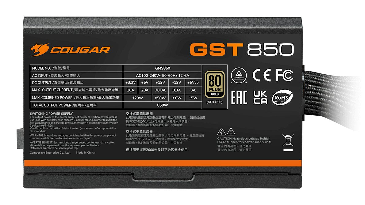 EAN 4710483778186 - COUGAR GST850 unidad de fuente de alimentación 850 W 20+4 pin ATX ATX Negro imagen 6