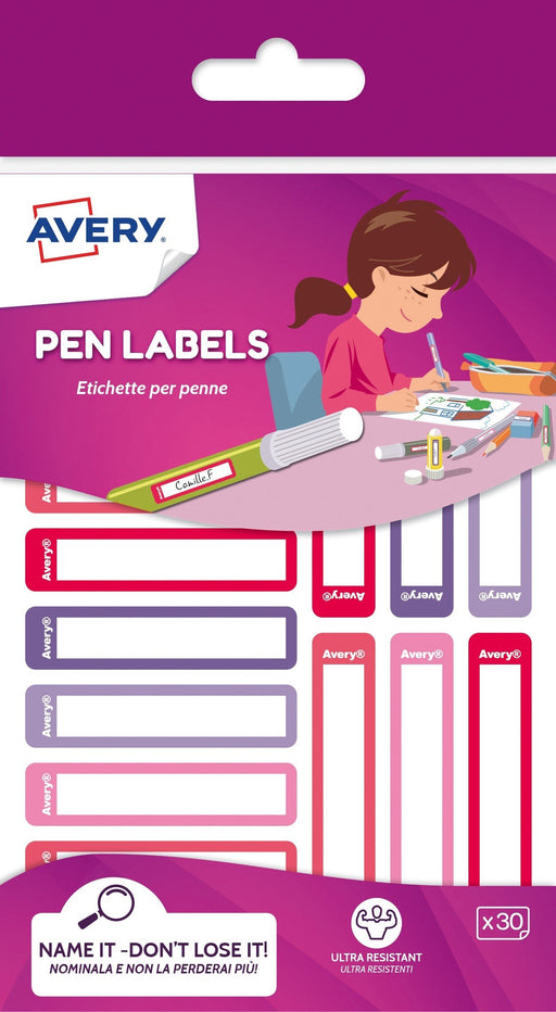 EAN 5014702137600 - Avery RESMI30F-UK etiqueta autoadhesiva Rectángulo redondeado Permanente Rosa, Púrpura 30 pieza(s) imagen 1