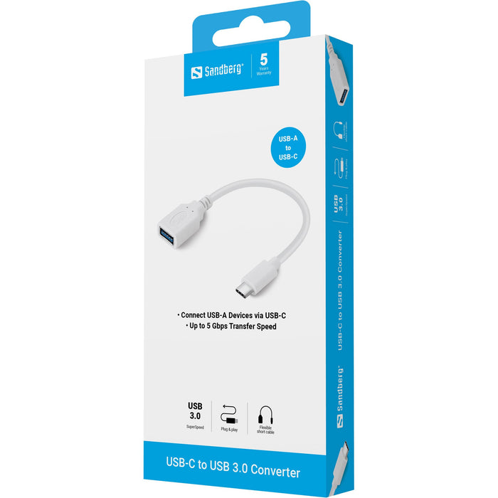 EAN 5705730136054 - Sandberg 136-05 cable USB USB 3.2 Gen 1 (3.1 Gen 1) 0,1 m USB C USB A Blanco imagen 3