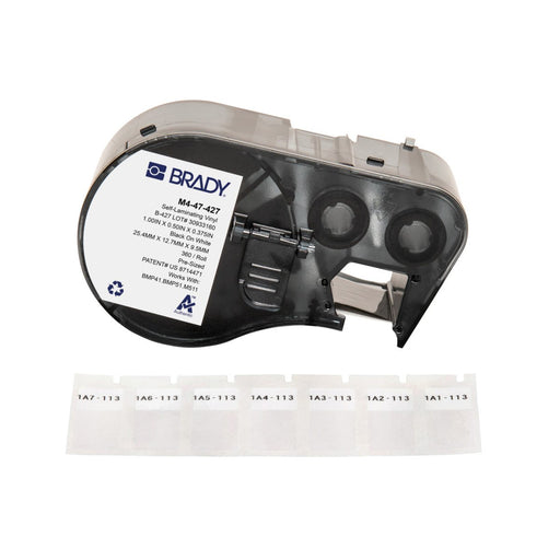 EAN 888434591826 - Brady M4-47-427 etiqueta de impresora Negro, Blanco Etiqueta para impresora autoadhesiva imagen 1