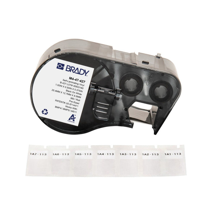 EAN 888434591826 - Brady M4-47-427 etiqueta de impresora Negro, Blanco Etiqueta para impresora autoadhesiva imagen 1