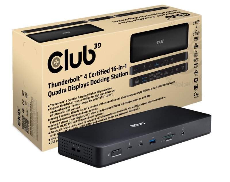 EAN 8719214473044 - CLUB3D CSV-1583 base para portátil y replicador de puertos Alámbrico Thunderbolt 4 Negro imagen 1