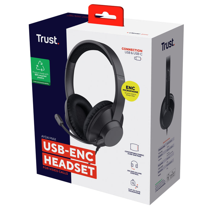 EAN 8713439254624 - Trust Ayda Max Auriculares Alámbrico Diadema Llamadas/Música USB Type-C / USB Type-A Negro imagen 7