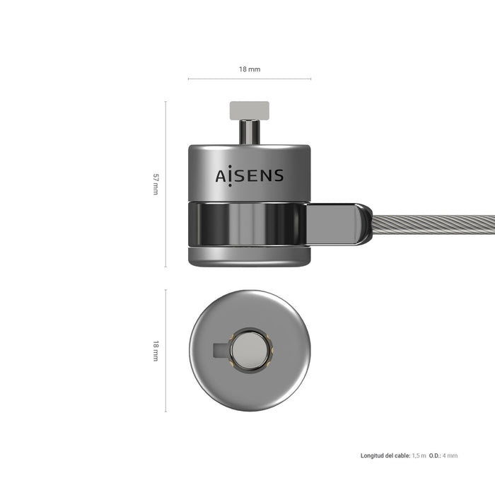 EAN 8436574707670 - AISENS ASLK-D40K02-SL cable antirrobo Plata 1,5 m imagen 3