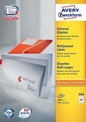EAN 4004182036686 - Avery 3668 etiqueta de impresora Blanco Etiqueta para impresora autoadhesiva imagen 1