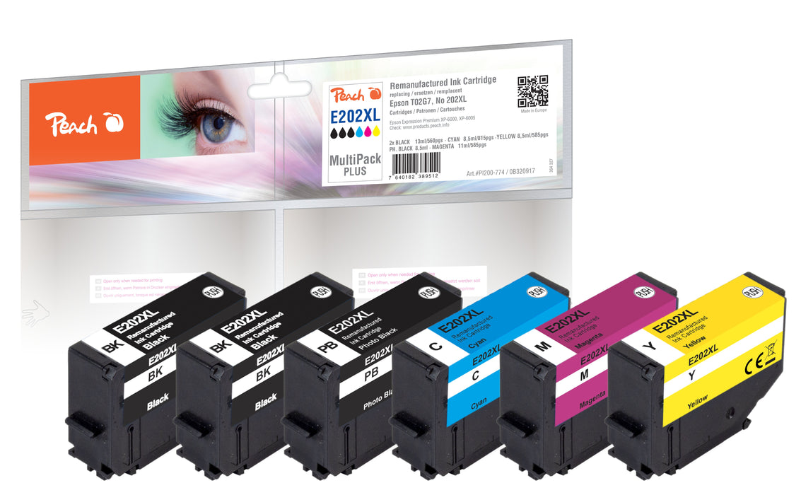 EAN 7640182389512 - Peach PI200-774 cartucho de tinta 6 pieza(s) Compatible Alto rendimiento (XL) Negro, Cian, Magenta, Foto  imagen 1