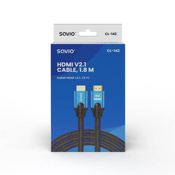 EAN 5901986045946 - Savio CL-142 Kabel HDMI v2.1, 1.8m, mied, oplot baweniany, metalowe wtyczk cable HDMI 1,8 m HDMI tipo A ( imagen 3