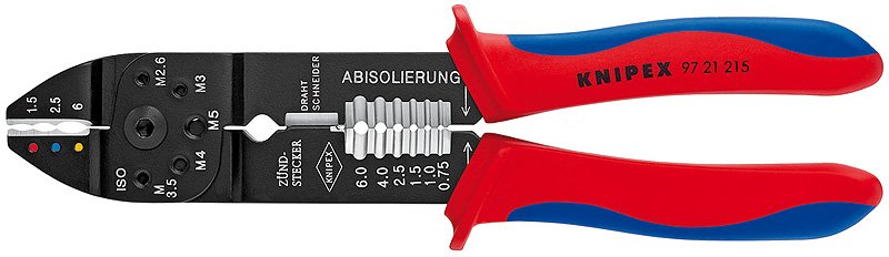 EAN 4003773019688 - Knipex 97 21 215 crimpadora Herramienta para prensar Negro, Azul, Rojo imagen 1