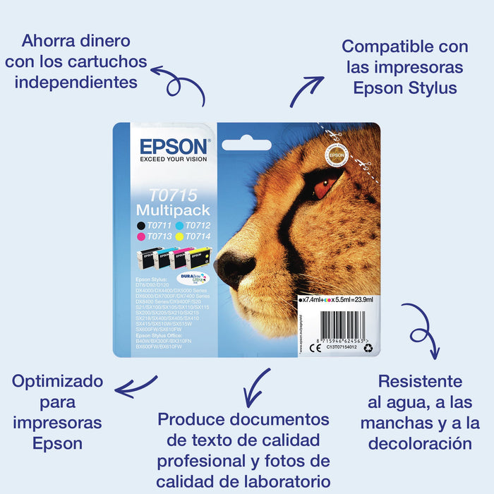 EAN 8715946638812 - Epson T071 cartucho de tinta 1 pieza(s) Original Rendimiento estándar Negro, Cian, Magenta, Amarillo imagen 4