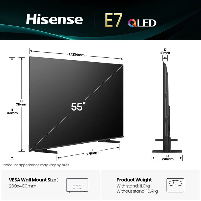 EAN 6942351418728 - Hisense 55E7Q 139,7 cm (55") 4K Ultra HD Smart TV Wifi Negro imagen 2