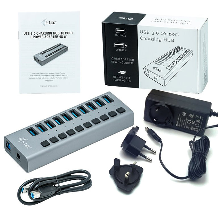 EAN 8595611702945 - i-tec U3CHARGEHUB10 cargador de dispositivo móvil Universal Gris Corriente alterna Carga rápida Interior imagen 4