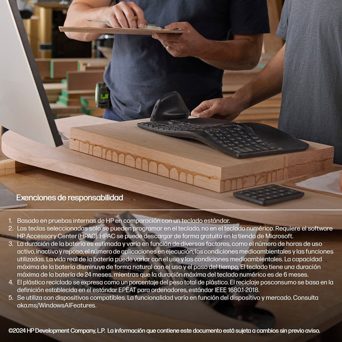 EAN 0197192177761 - HP 965 BLK Ergonomic Wireless Keyboard teclado Hogar RF Wireless + Bluetooth Negro imagen 5