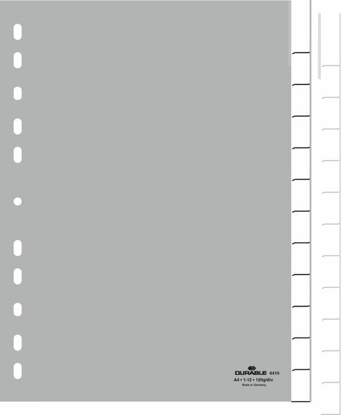 EAN 4005546640679 - Durable 6410-10 Separador en blanco con pestaña Polipropileno (PP) Gris imagen 1