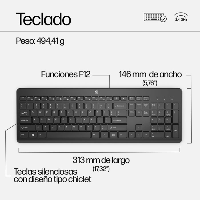 EAN 0195122117856 - HP 230 Wireless Mouse and Keyboard Combo teclado Ratón incluido Oficina RF inalámbrico Negro imagen 3