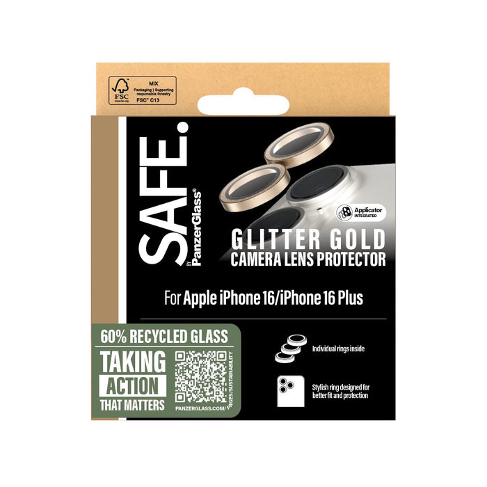 EAN 5715685003080 - PanzerGlass SAFE. by ® Camera Lens Protector Glitter Gold iPhone 16 | 16 Plus Protector de pantalla Apple imagen 3