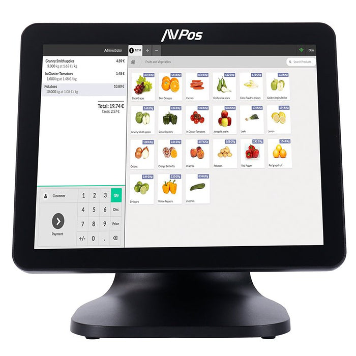 EAN 0637962336184 - AVPos AVP-K5000B-N1-8128S Terminal Punto Venta (TPV) N100 38,1 cm (15") 1024 x 768 Pixeles Pantalla tácti imagen 1