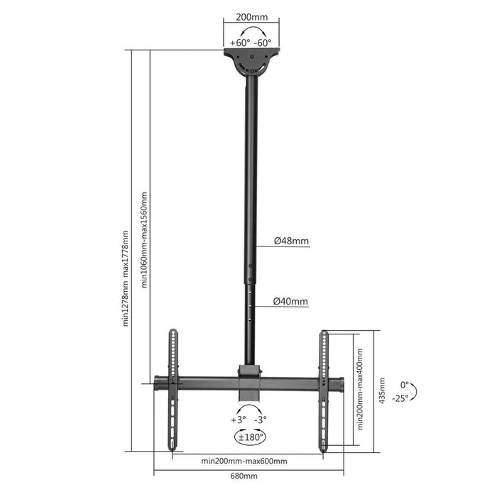 EAN 0766623462204 - Manhattan 462204 soporte para TV 177,8 cm (70") Negro imagen 10