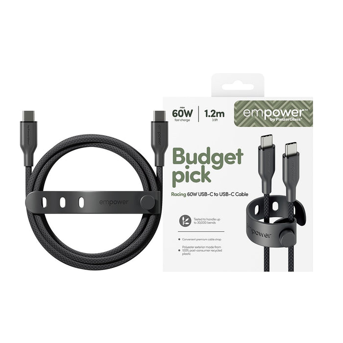 EAN 5715685027611 - PanzerGlass empower by ® Racing 60W USB-C to USB-C Cable | USB 2.0 | 1.2M | Space Black cable USB Negro imagen 2