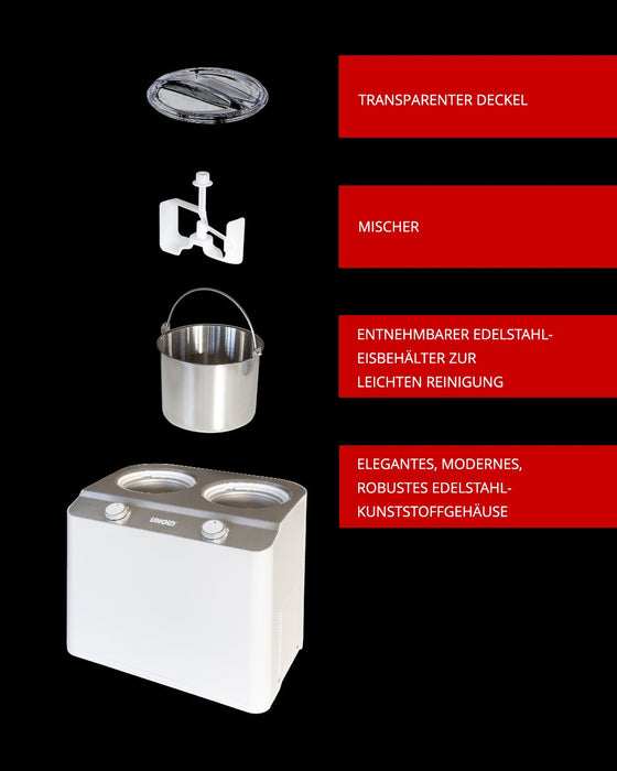 EAN 4011689488306 - Unold Doppio Compresor de helados 2,4 L 250 W Acero satinado, Blanco imagen 4