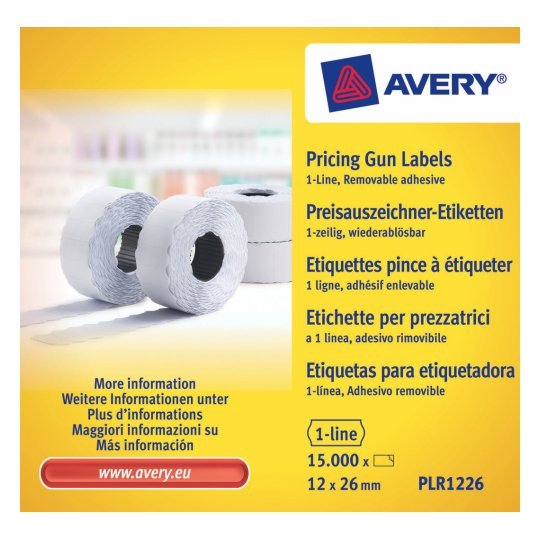 EAN 5014702023354 - Avery PLR1226 etiqueta autoadhesiva Etiqueta de precio Blanco 15000 pieza(s) imagen 1