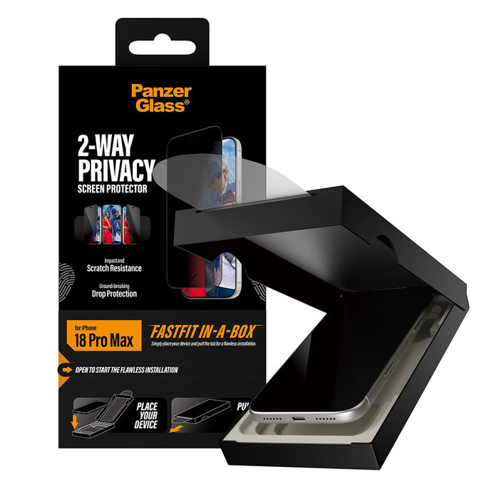 EAN 5715685043543 - PanzerGlass ® 2-Way Privacy Screen Protector iPhone 2026 Pro Max | Ultra-Wide Fit w. FASTFIT IN-A-BOX Pro imagen 6