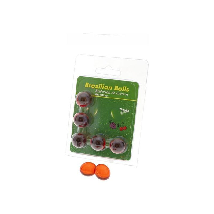5  Brazilian Balls Explosion De Aromas Gel Intimo - Fresa Y Cereza