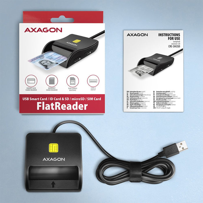 EAN 8595247906922 - Axagon CRE-SM3SD USB Smart card & SD/microSD/SIM Flat lector de tarjeta inteligente Interior USB 2.0 Negr imagen 7