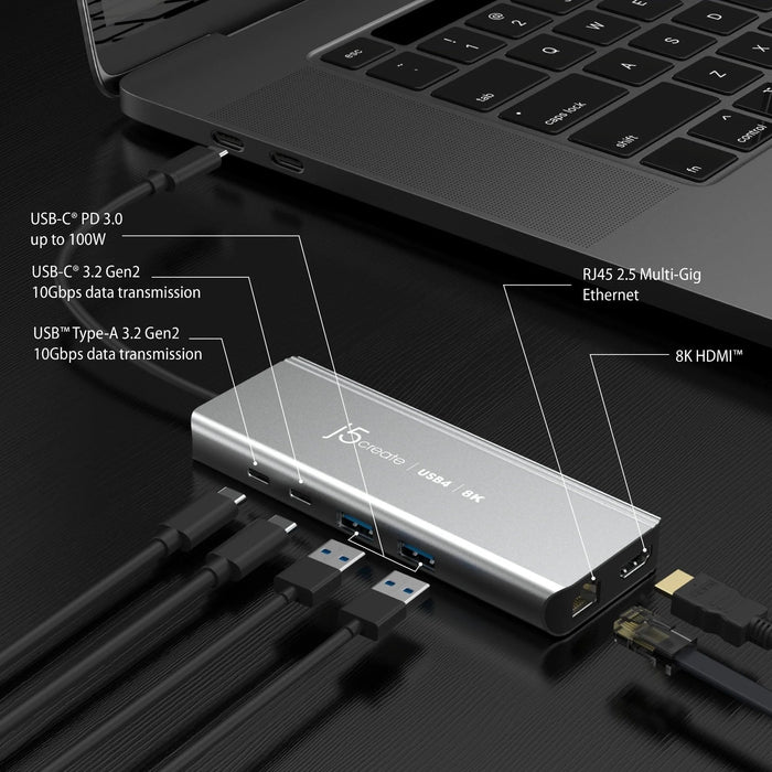 EAN 4712795086614 - j5create JCD403-N hub de interfaz USB Tipo C 10000 Mbit/s Gris imagen 4