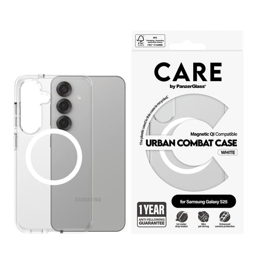 EAN 5715685017018 - PanzerGlass CARE™ by ® Urban Combat Case Transparent w. White Qi Compatible Samsung Galaxy S25 funda para imagen 2
