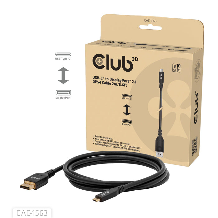 EAN 8719214473655 - CLUB3D CAC-1563 adaptador de cable de vídeo 2 m USB Tipo C DisplayPort Negro imagen 2