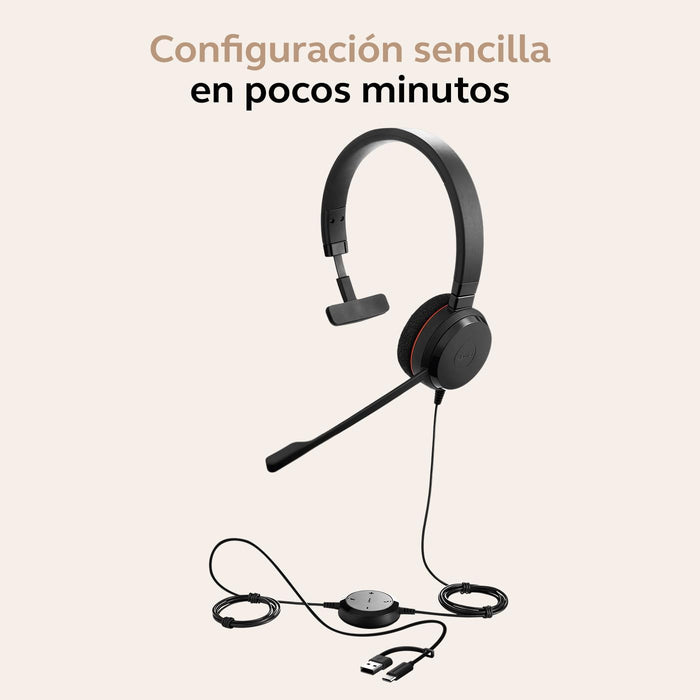 Jabra Evolve 20 - Auriculares - Usb-C/A - Negro