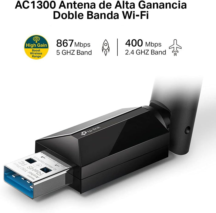 Tp-Link Archer T3u Plus Adaptador Usb Inalámbrico Banda Dual Ac1300 Alta Ganancia